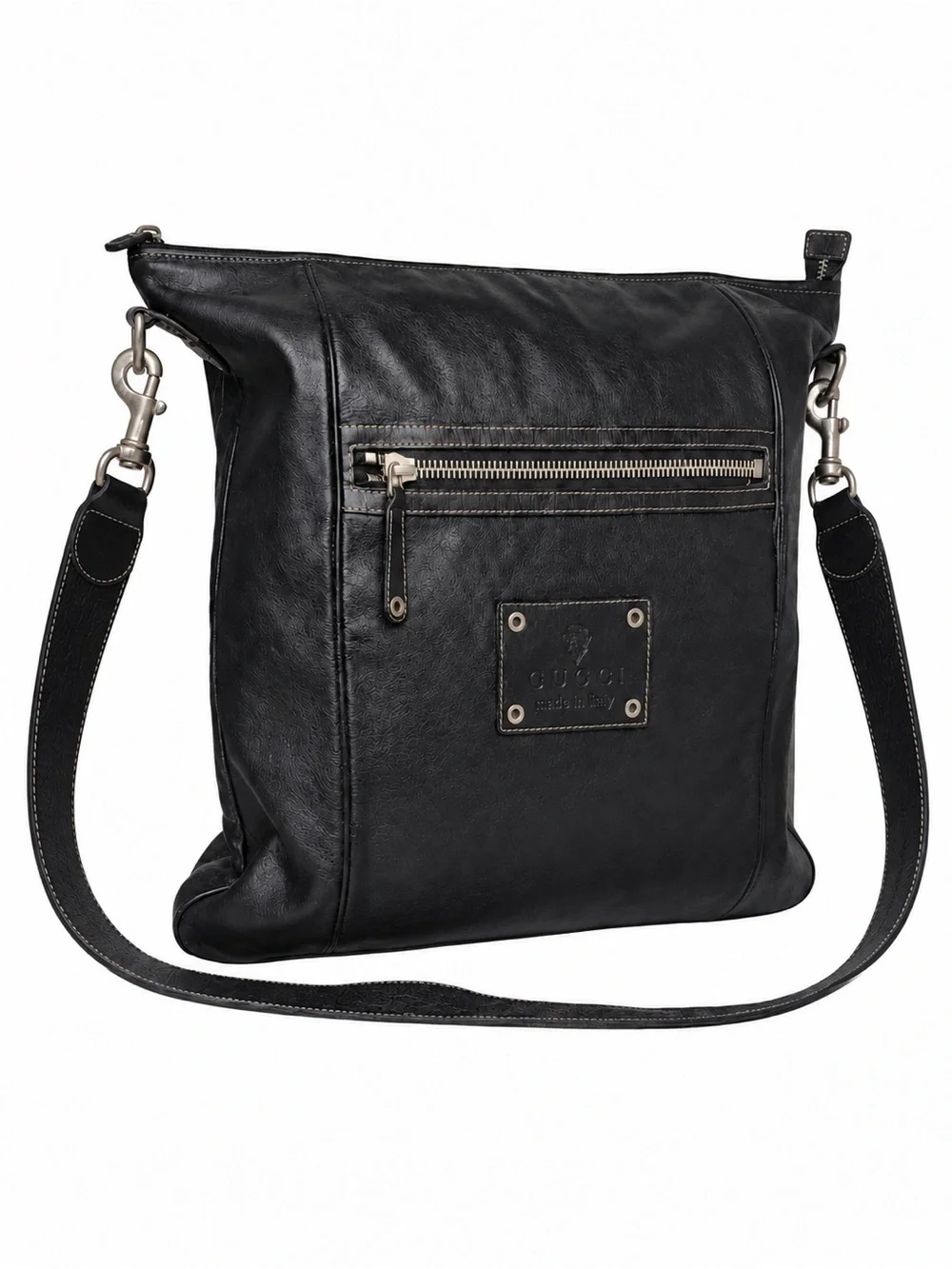 GUCCI Supreme Hysteria Black Leather Oversized Messenger Bag